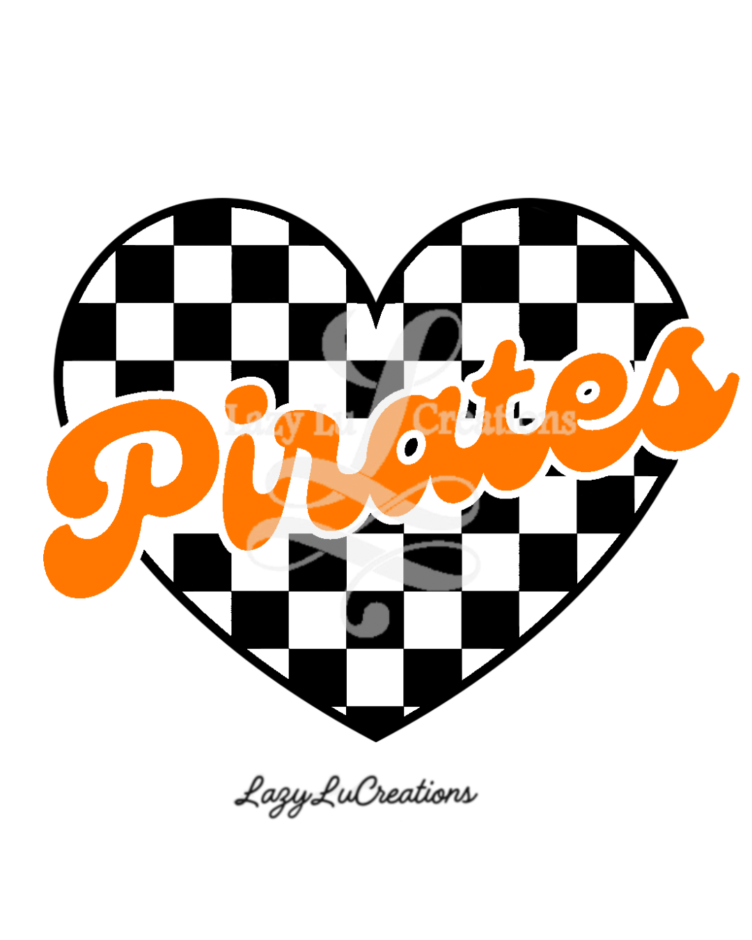 *Pirates Checkered Heart Apparel Gildan Sweatshirt & T-Shirt