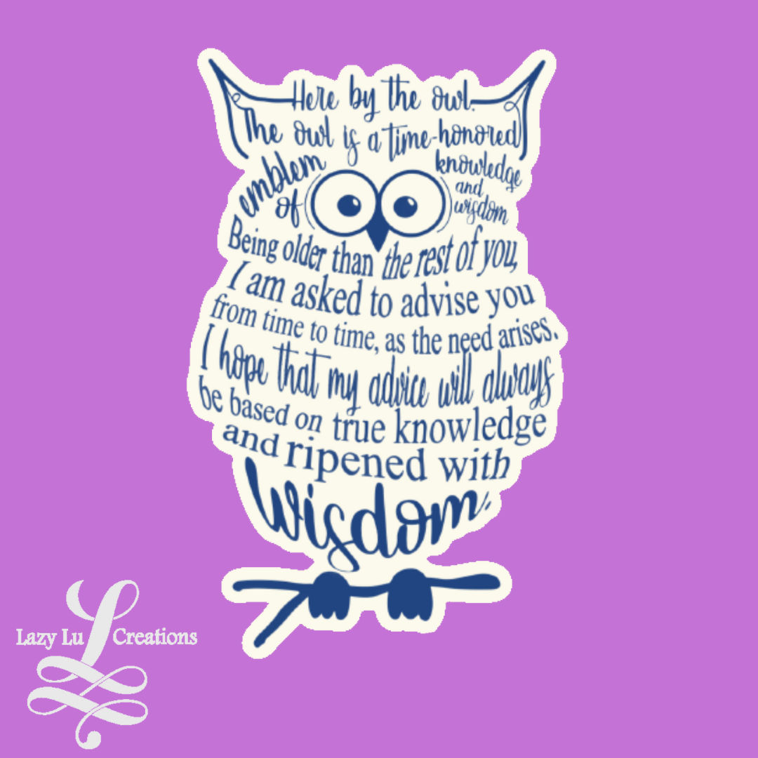 Here by the owl outline sticker